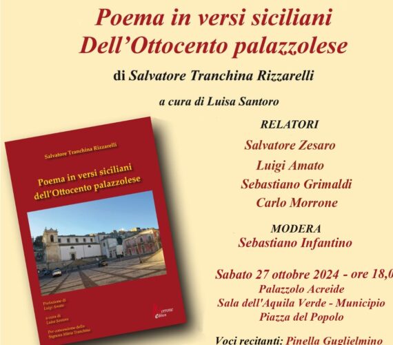 Salvatore Tranchina Rizzarelli e la cultura ottocentesca palazzolese Salvatore Tranchina Rizzarelli e la cultura ottocentesca palazzolese